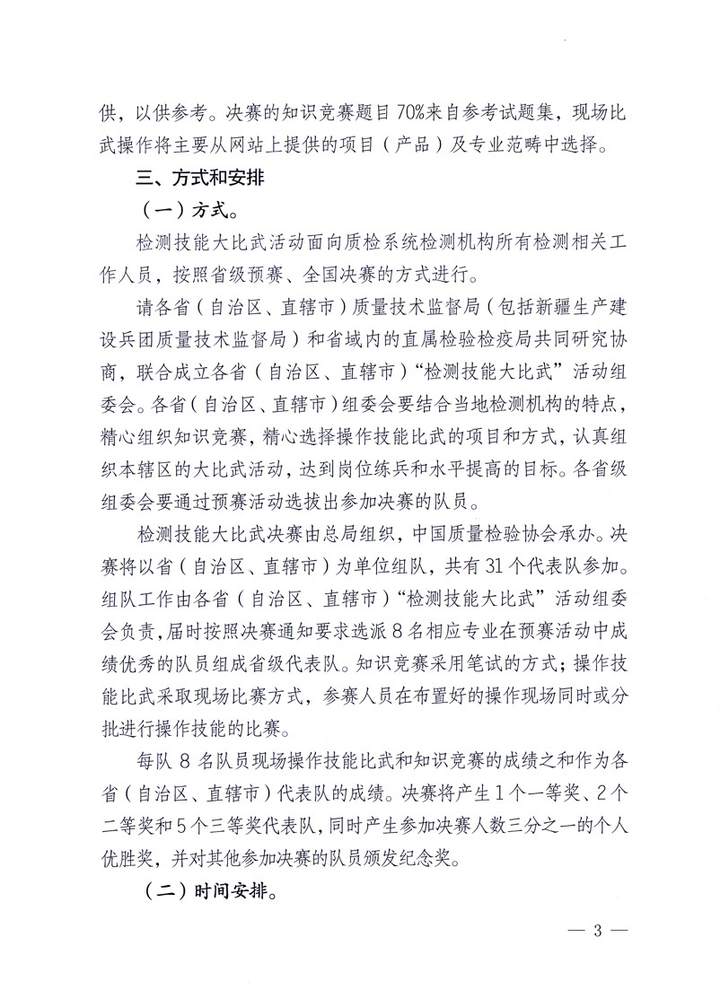 国家质量监督检验检疫总局《关于印发<全国质检系统检测技能大比武活动工作方案>的通知》